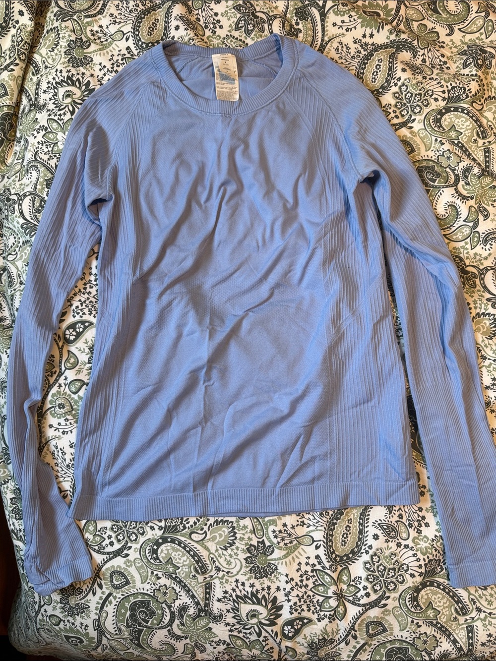 Light Blue Ribbed Long-Sleeve Women's Sweater